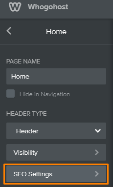 SEO settings for Individual pages