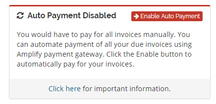 recurring payment area on clientarea dashboard